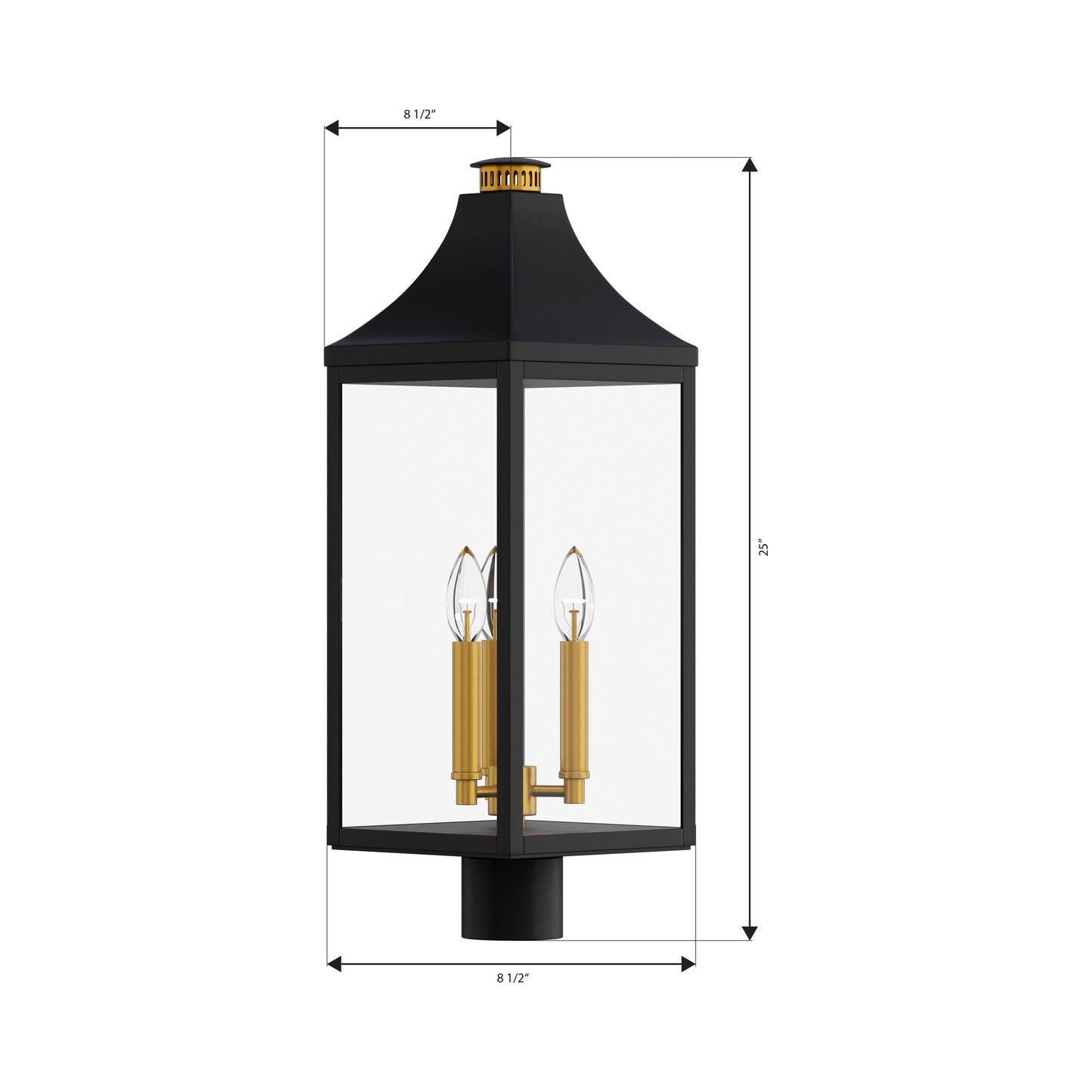 Hurstborne Outdoor Post Light - line drawing.