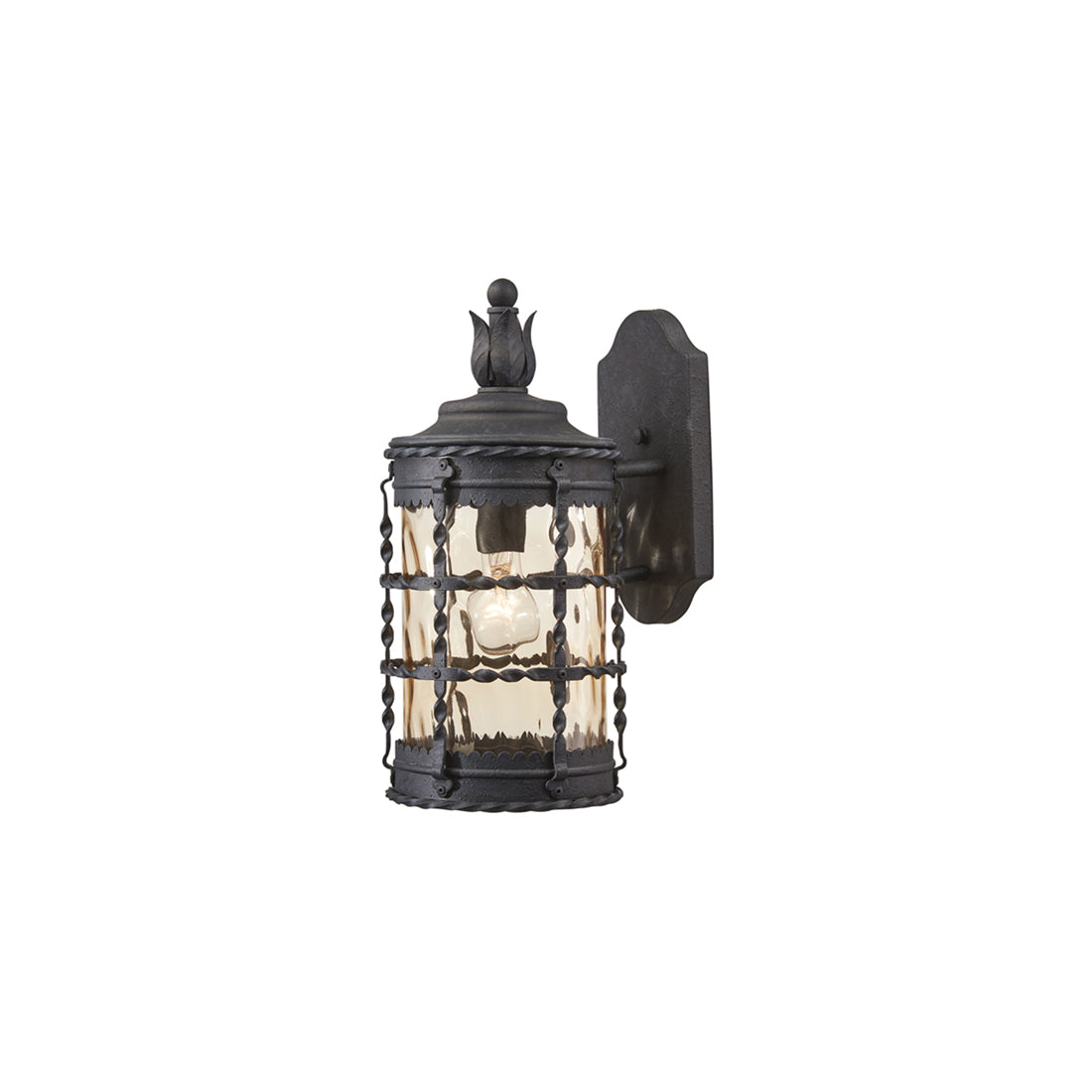 Spanish Iron Outdoor Wall Mount Light with Champagne Glass