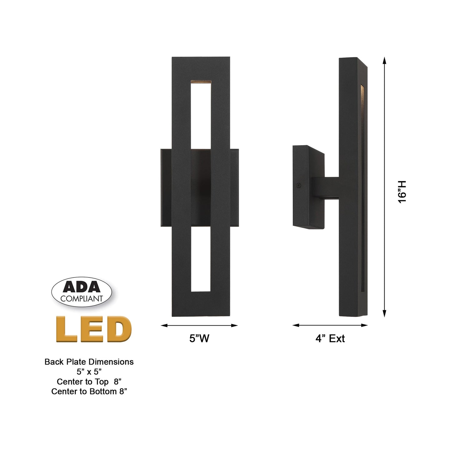 Paddock Outdoor LED Wall Light - line drawing.