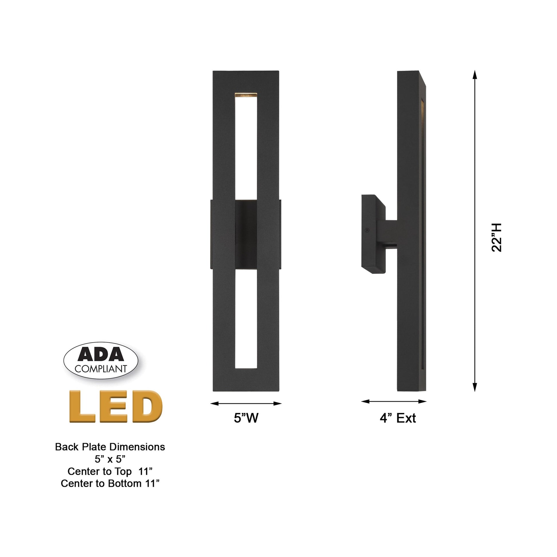 Paddock Outdoor LED Wall Light - line drawing.