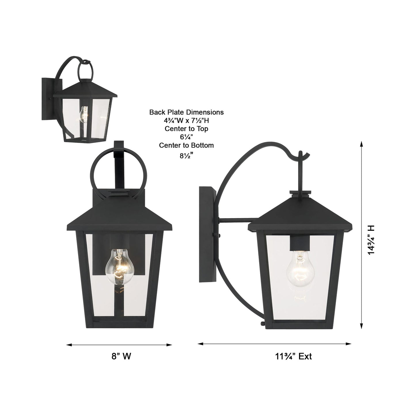 Parkside Outdoor Wall Light - line drawing.