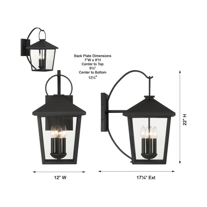 Parkside Outdoor Wall Light - line drawing.