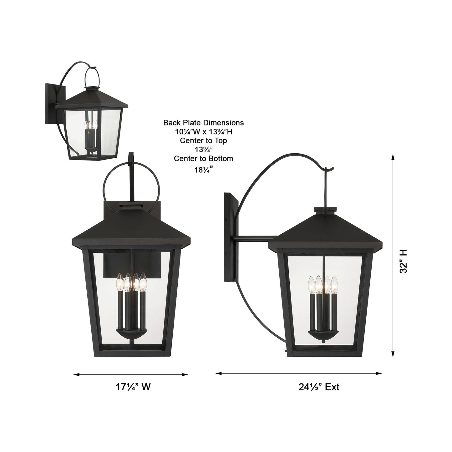 Parkside Outdoor Wall Light - line drawing.