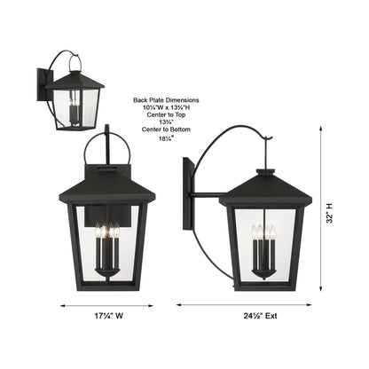 Parkside Outdoor Wall Light - line drawing.