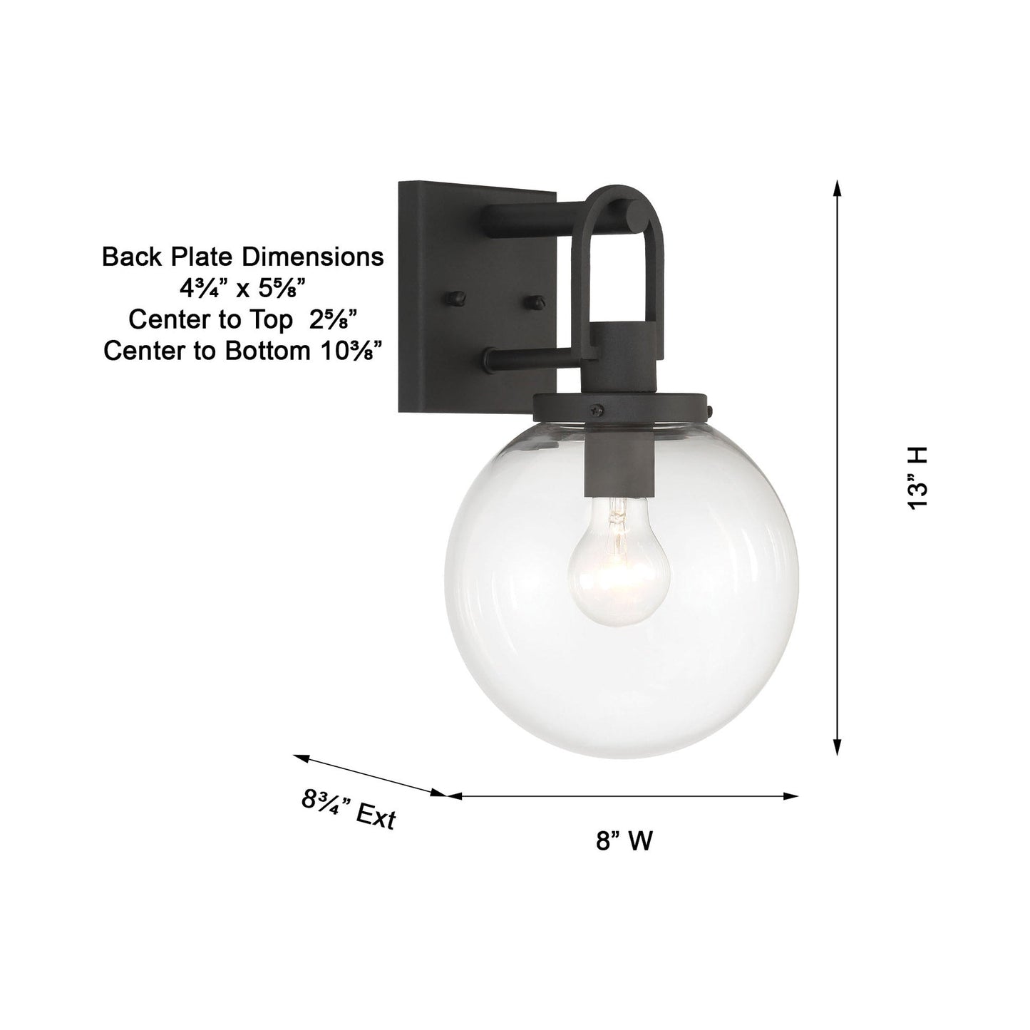 Wenston Outdoor Wall Light - line drawing.