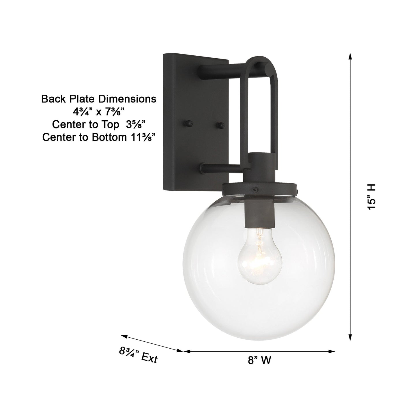 Wenston Outdoor Wall Light - line drawing.