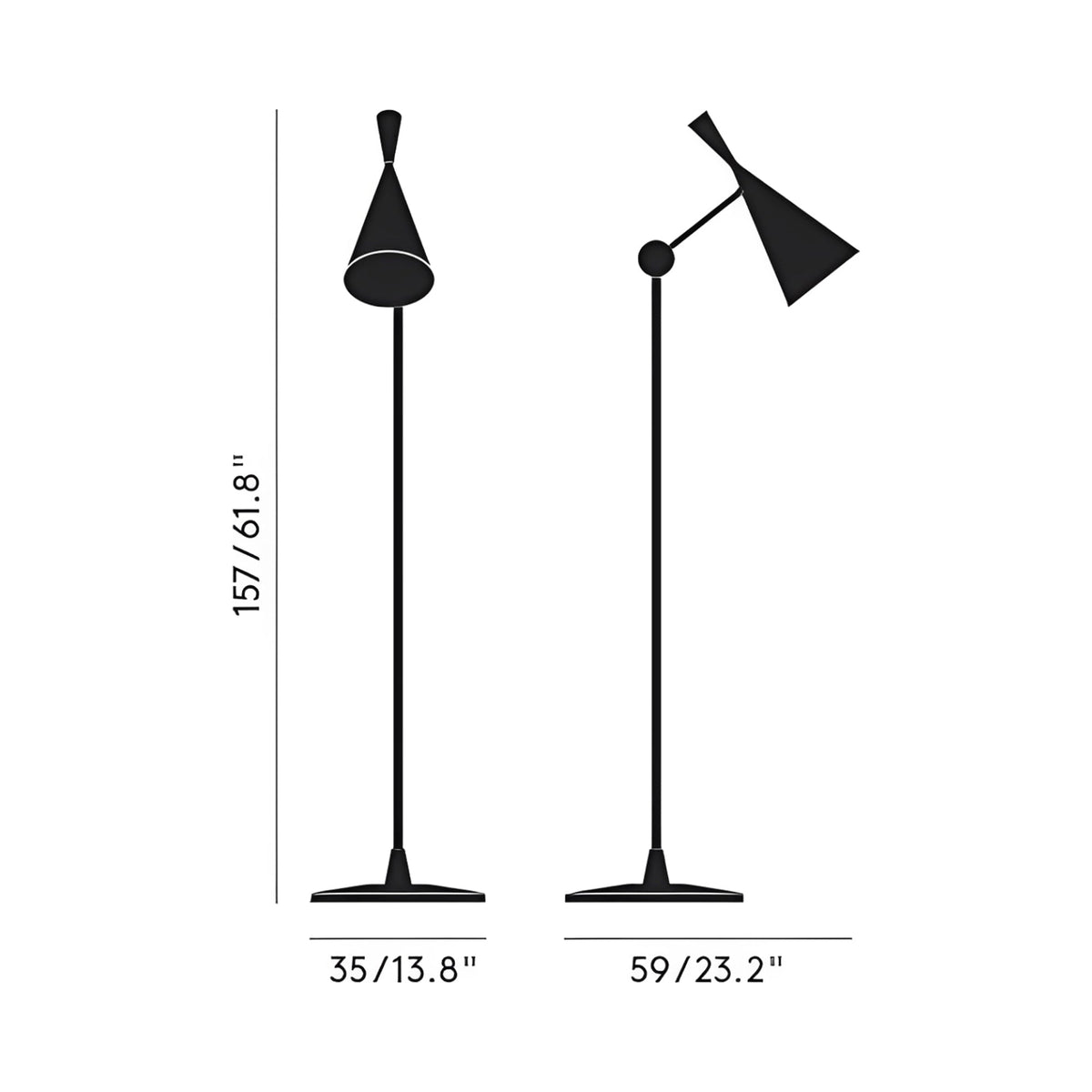 Beat LED Floor Lamp - line drawing.