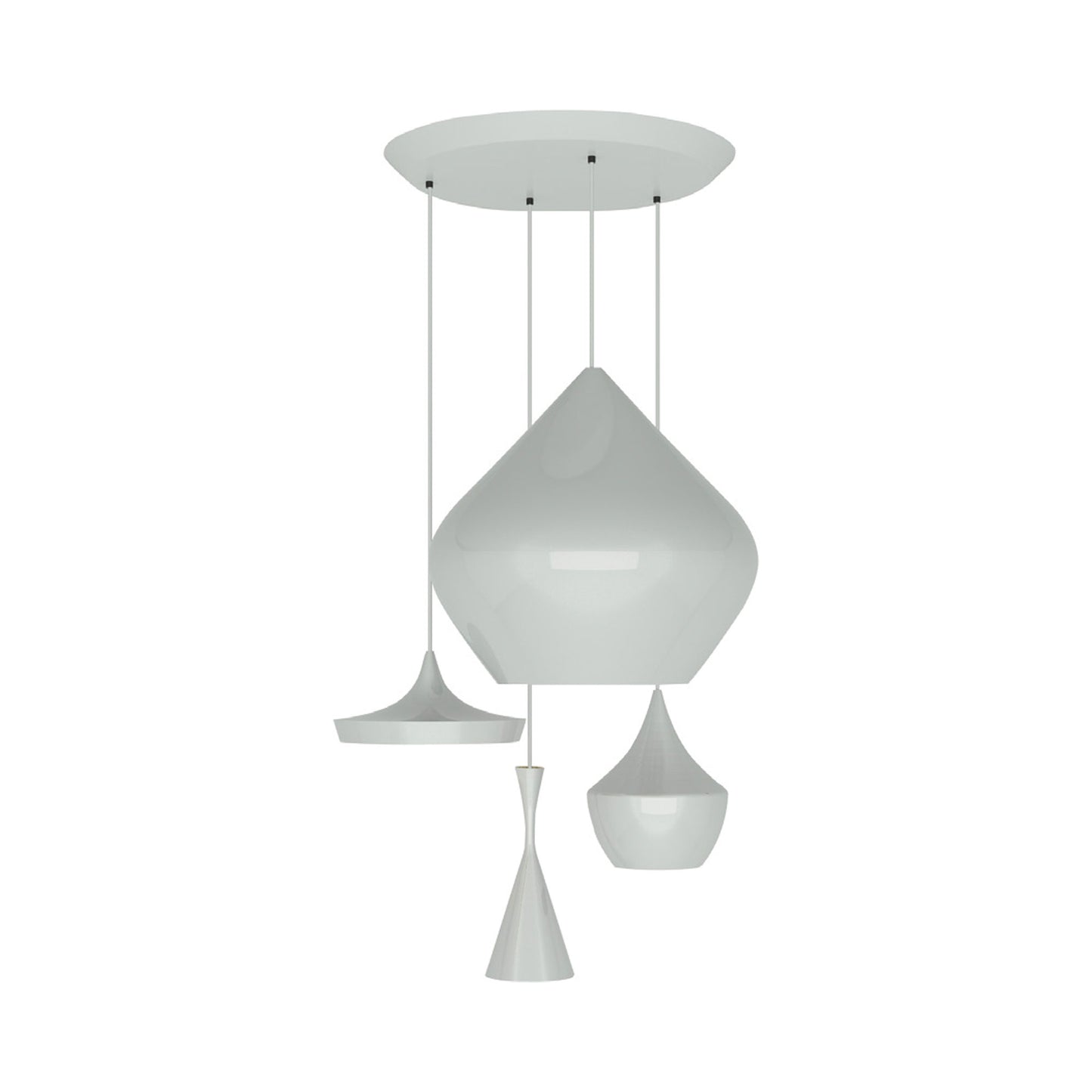 Beat Range Round LED Multi Light Pendant Light in Aluminum.