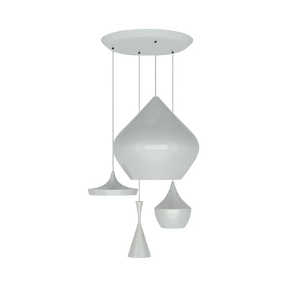 Beat Range Round LED Multi Light Pendant Light in Aluminum.