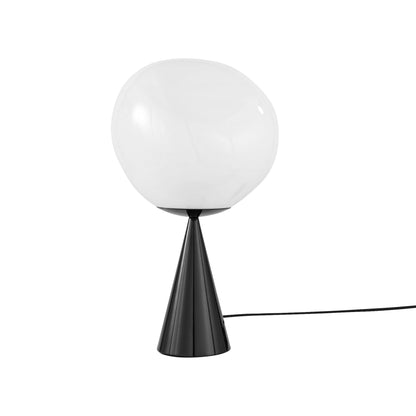 Melt Cone Fat LED Table Lamp in Opal/Black.