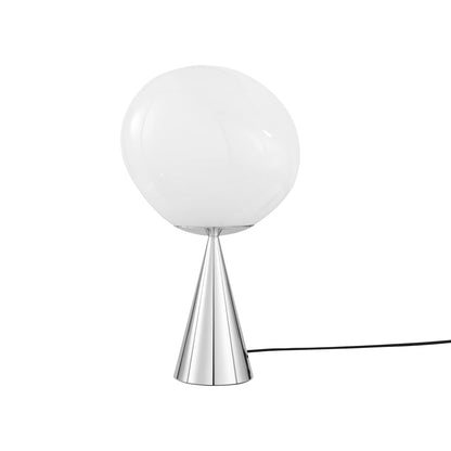 Melt Cone Fat LED Table Lamp in Opal/Silver.