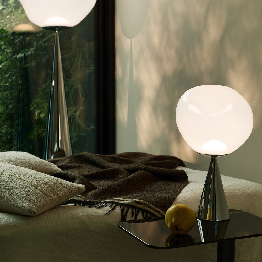 Melt Cone Fat LED Table Lamp in bedroom.