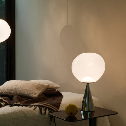 Melt Cone Fat LED Table Lamp in bedroom.