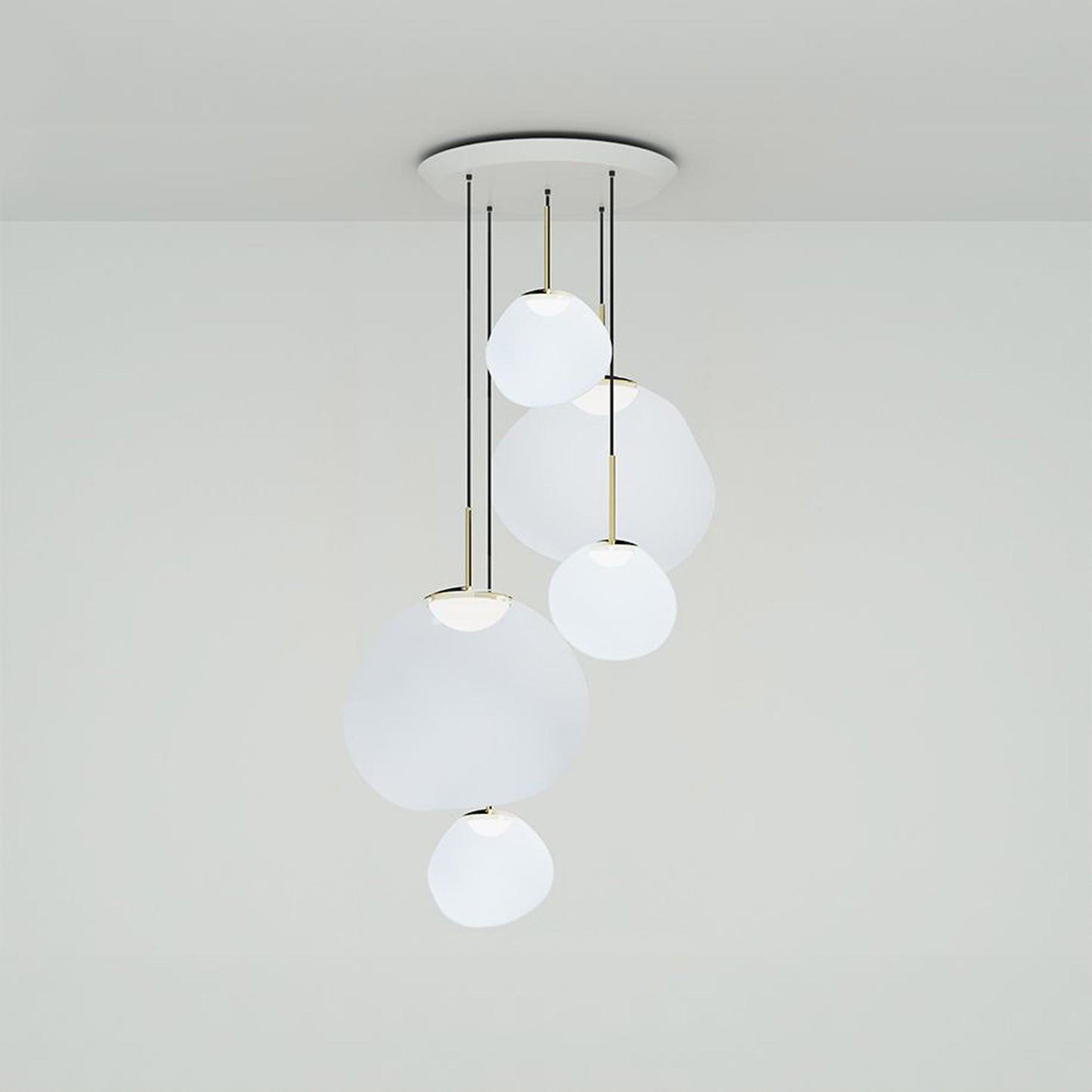 Melt Large LED Pendant Light in Opal/Gold.