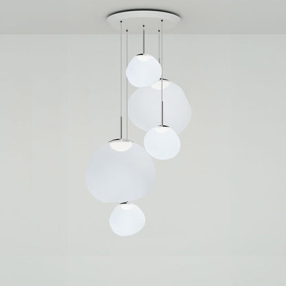 Melt Large LED Pendant Light in Opal/Silver.