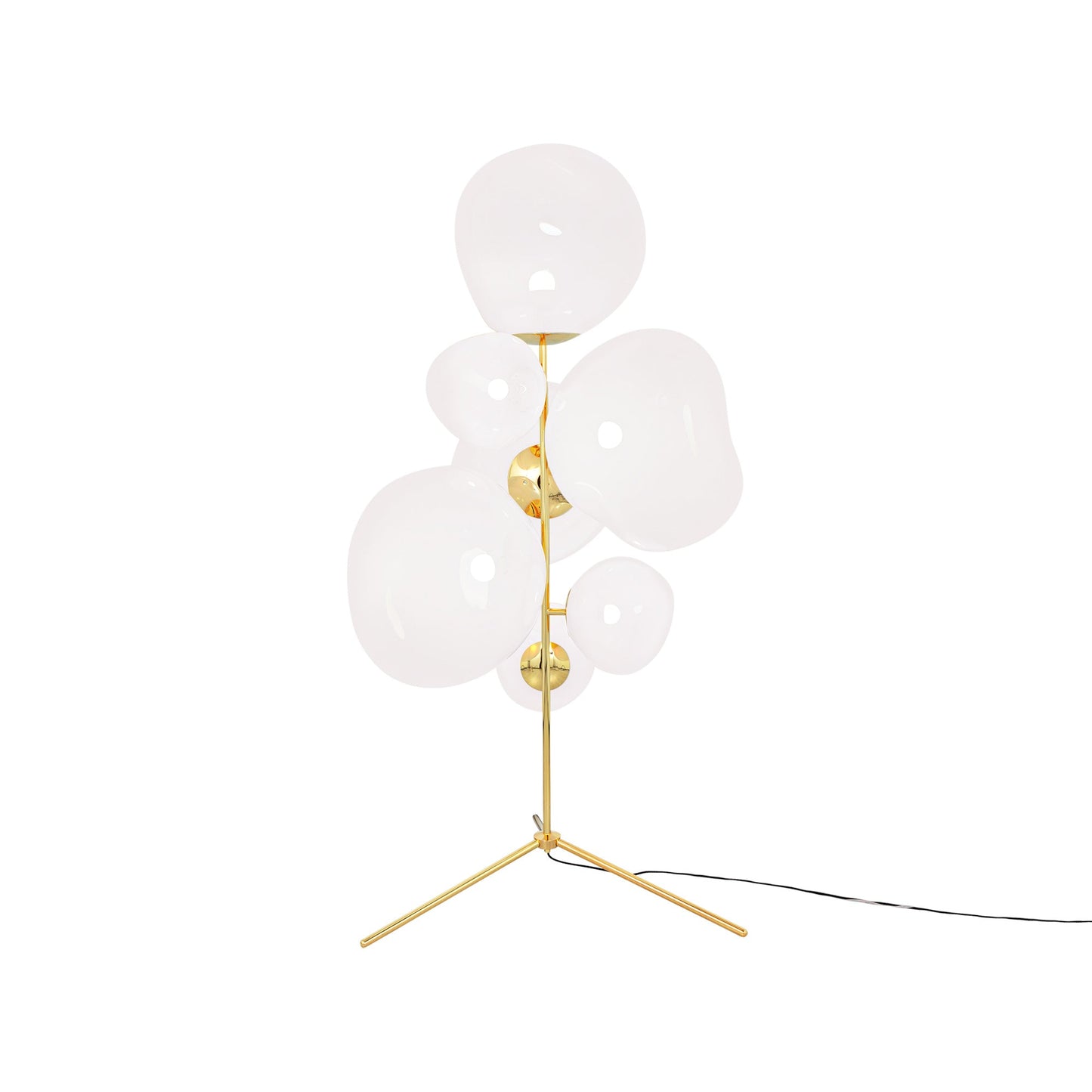 Melt LED Floor Lamp in Opal/Gold.