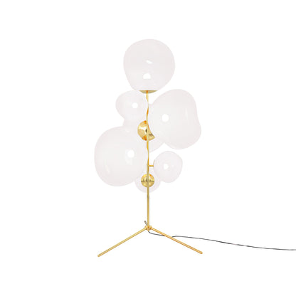 Melt LED Floor Lamp in Opal/Gold.