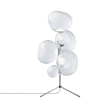Melt LED Floor Lamp in Opal/Silver.