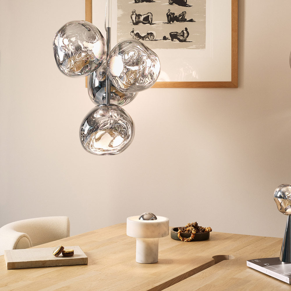 Melt LED Mini Chandelier in living room.