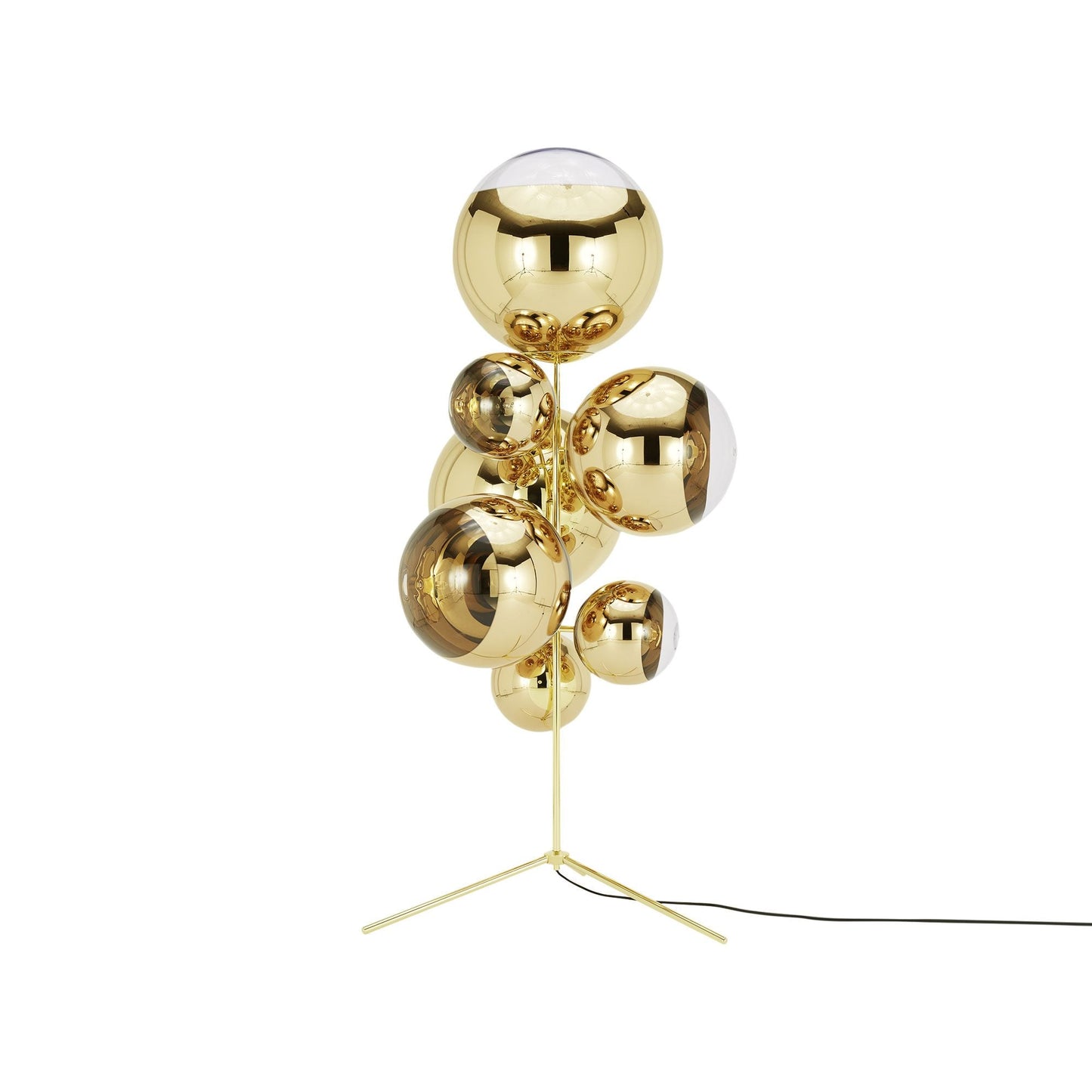 Mirror Ball LED Floor Lamp in Gold.