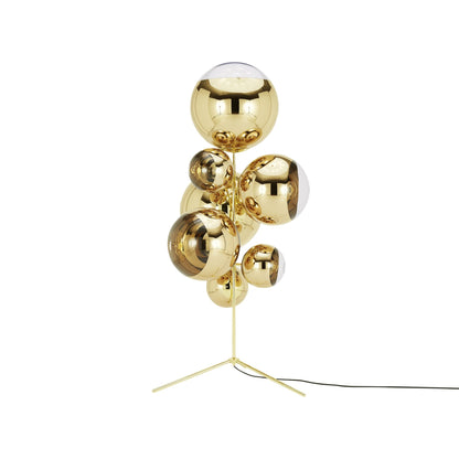Mirror Ball LED Floor Lamp in Gold.
