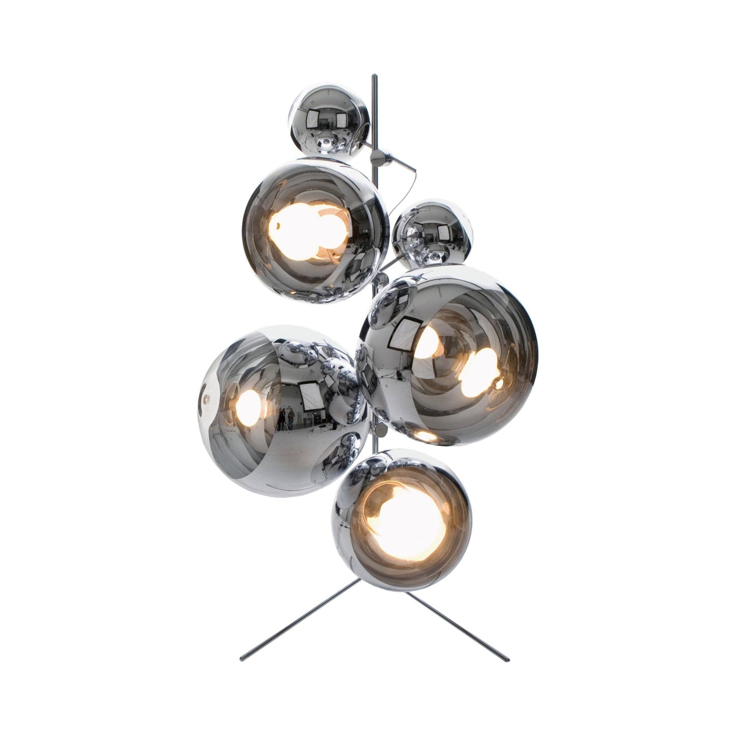 Mirror Ball LED Floor Lamp in Silver.