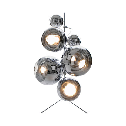 Mirror Ball LED Floor Lamp in Silver.
