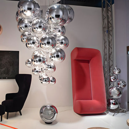 Mirror Ball LED Floor Lamp in living room.