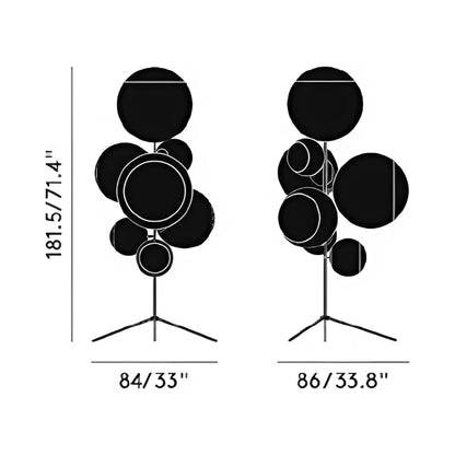 Mirror Ball LED Floor Lamp - line drawing.