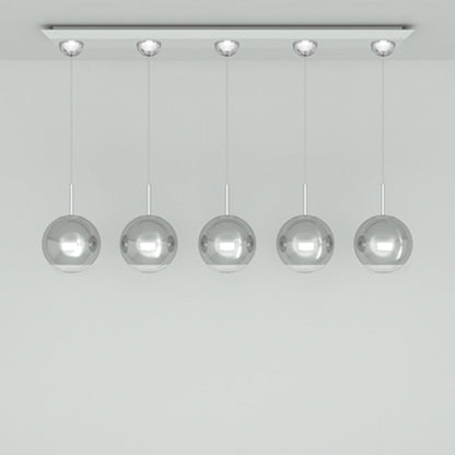 Mirror Ball LED Linear Pendant Light in Silver.