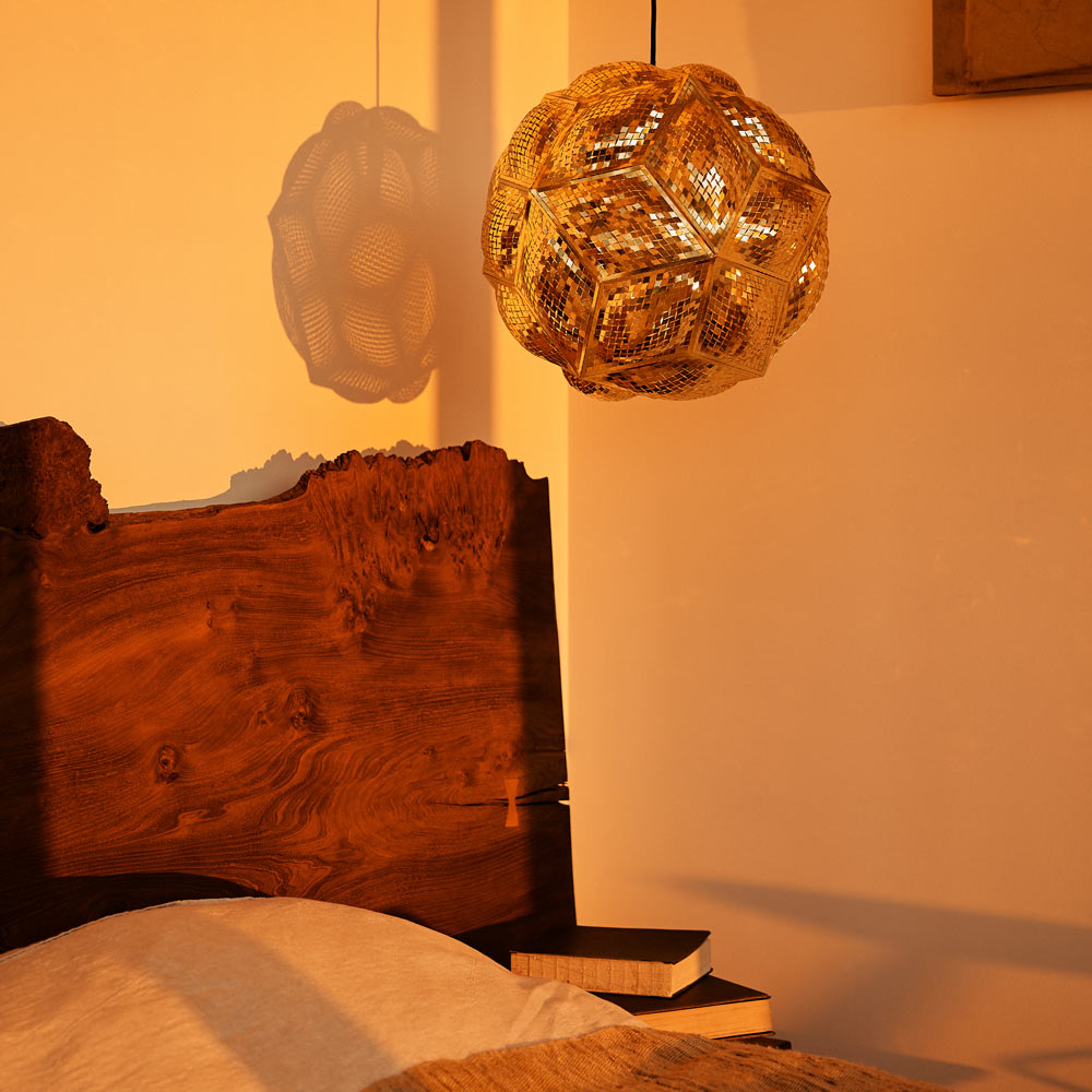 Puff Pendant Light in bedroom.
