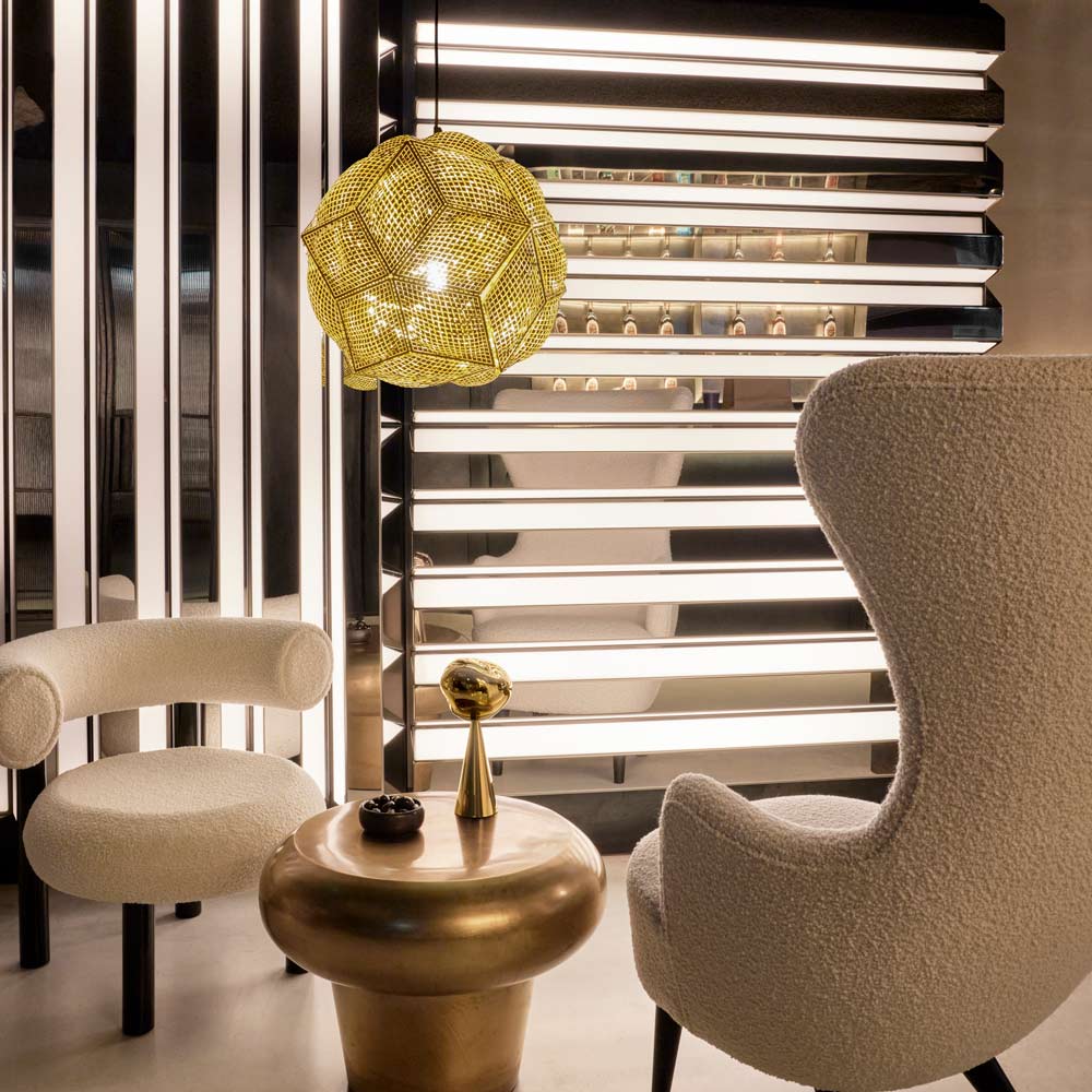 Puff Pendant Light in living room.