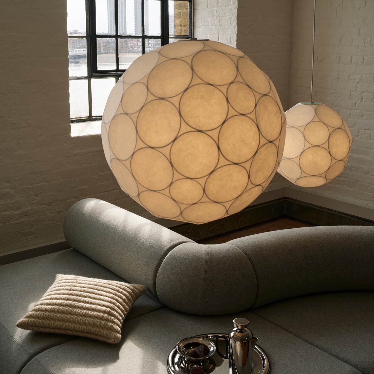 Soft Pendant Light in living room.
