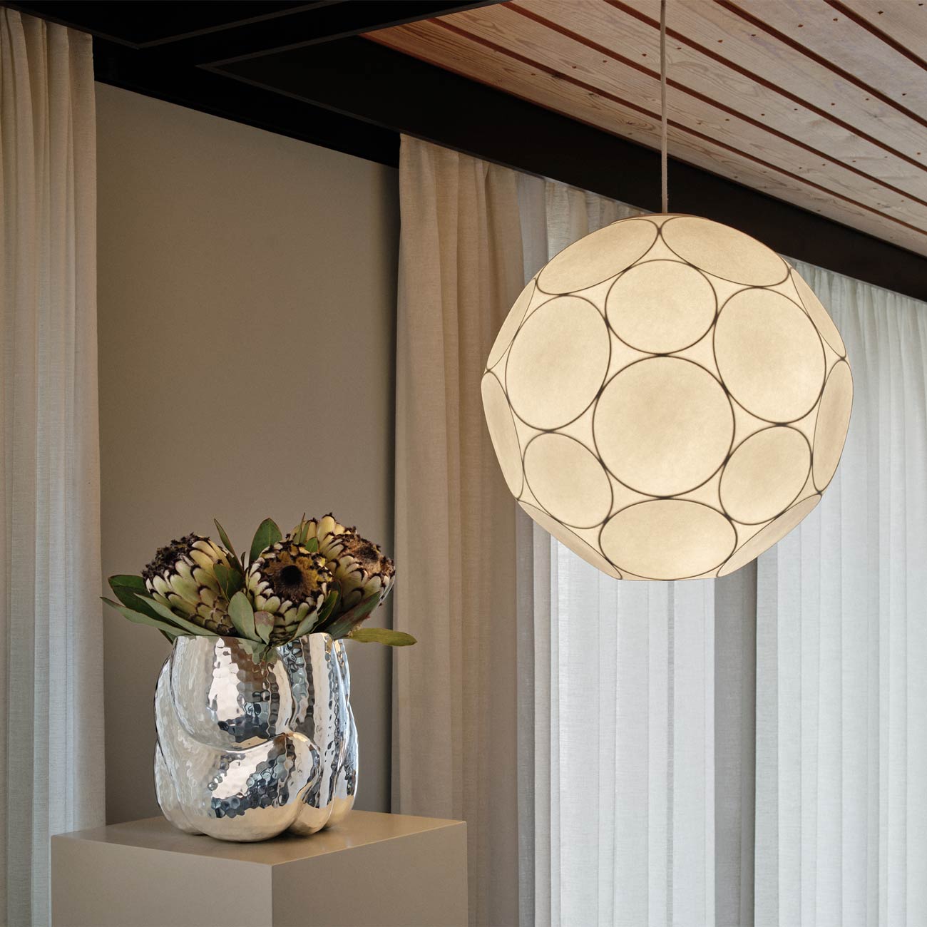 Soft Pendant Light in living room.