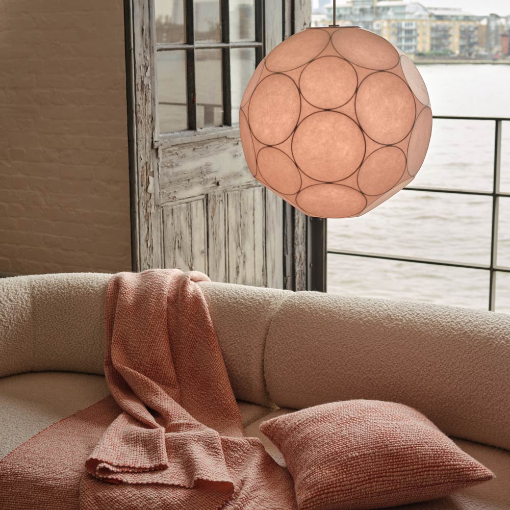 Soft Pendant Light in living room.
