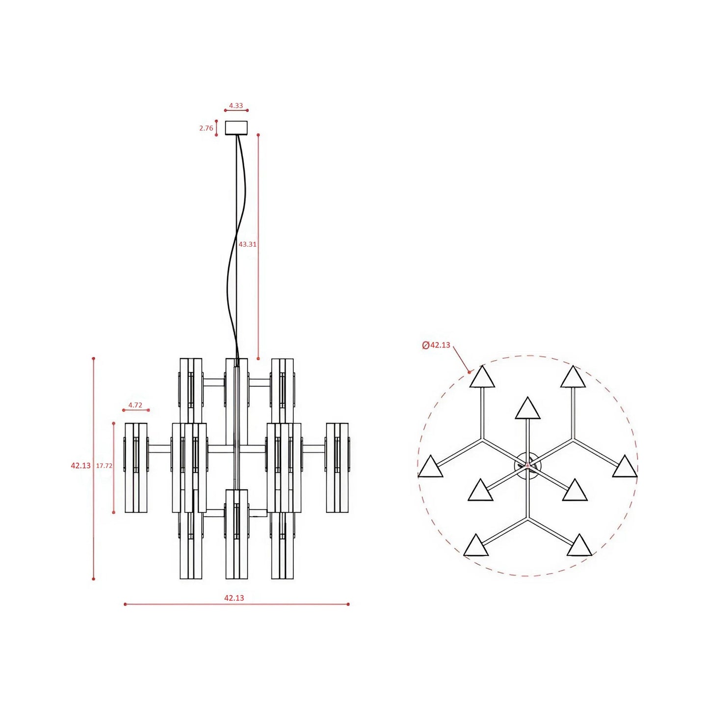 Excalibur Chandelier - line drawing.