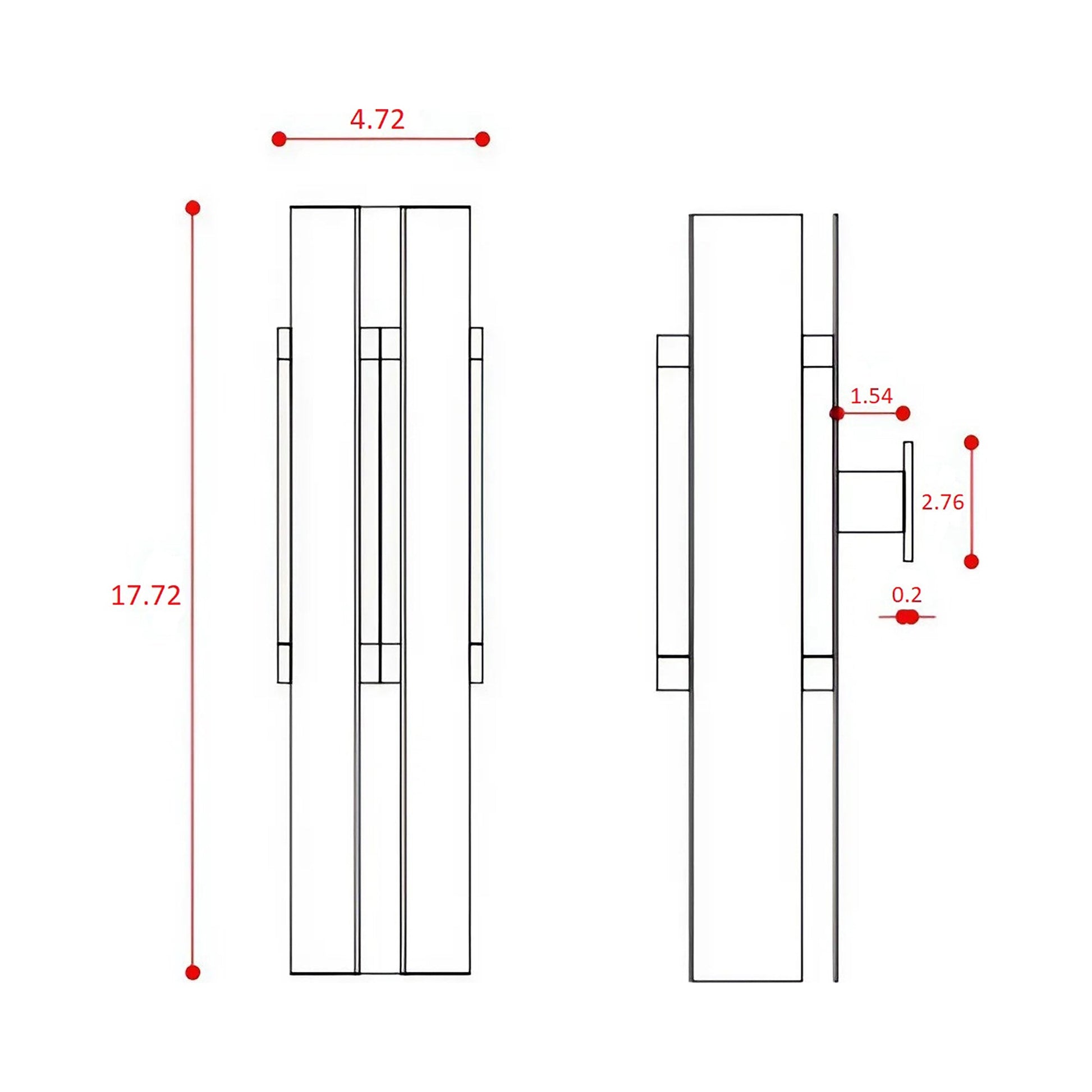 Excalibur LED Wall Light - line drawing.