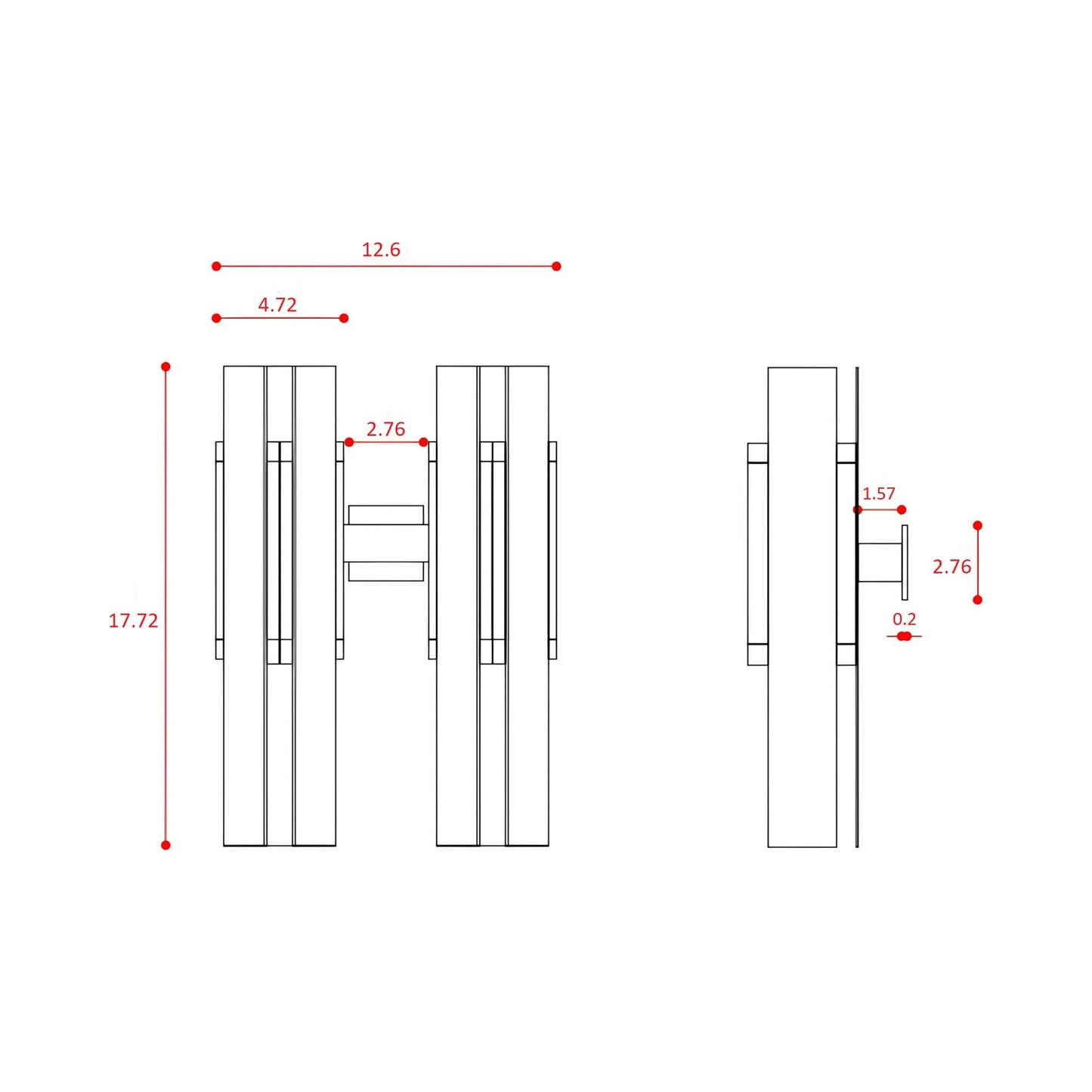 Excalibur LED Wall Light - line drawing.