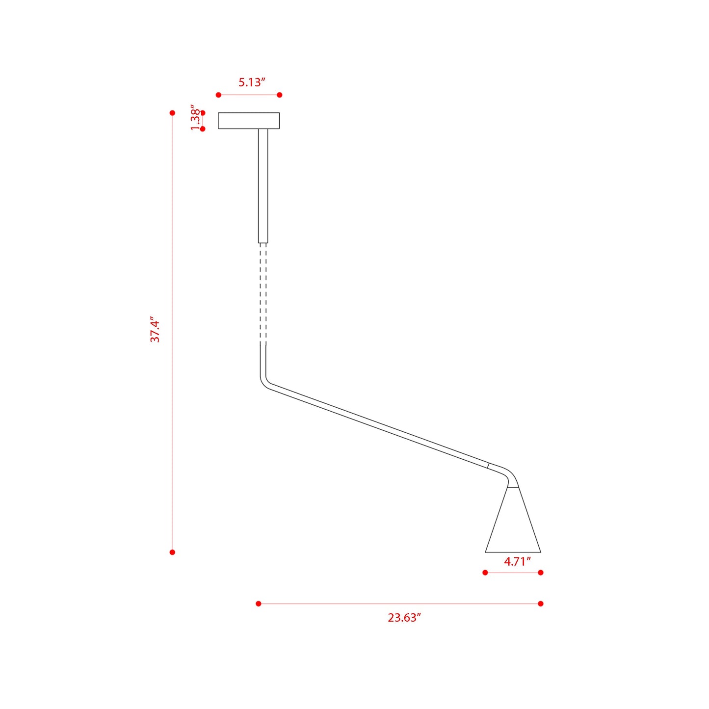 Gordon Telescopic Flush Mount Ceiling Light - line drawing.