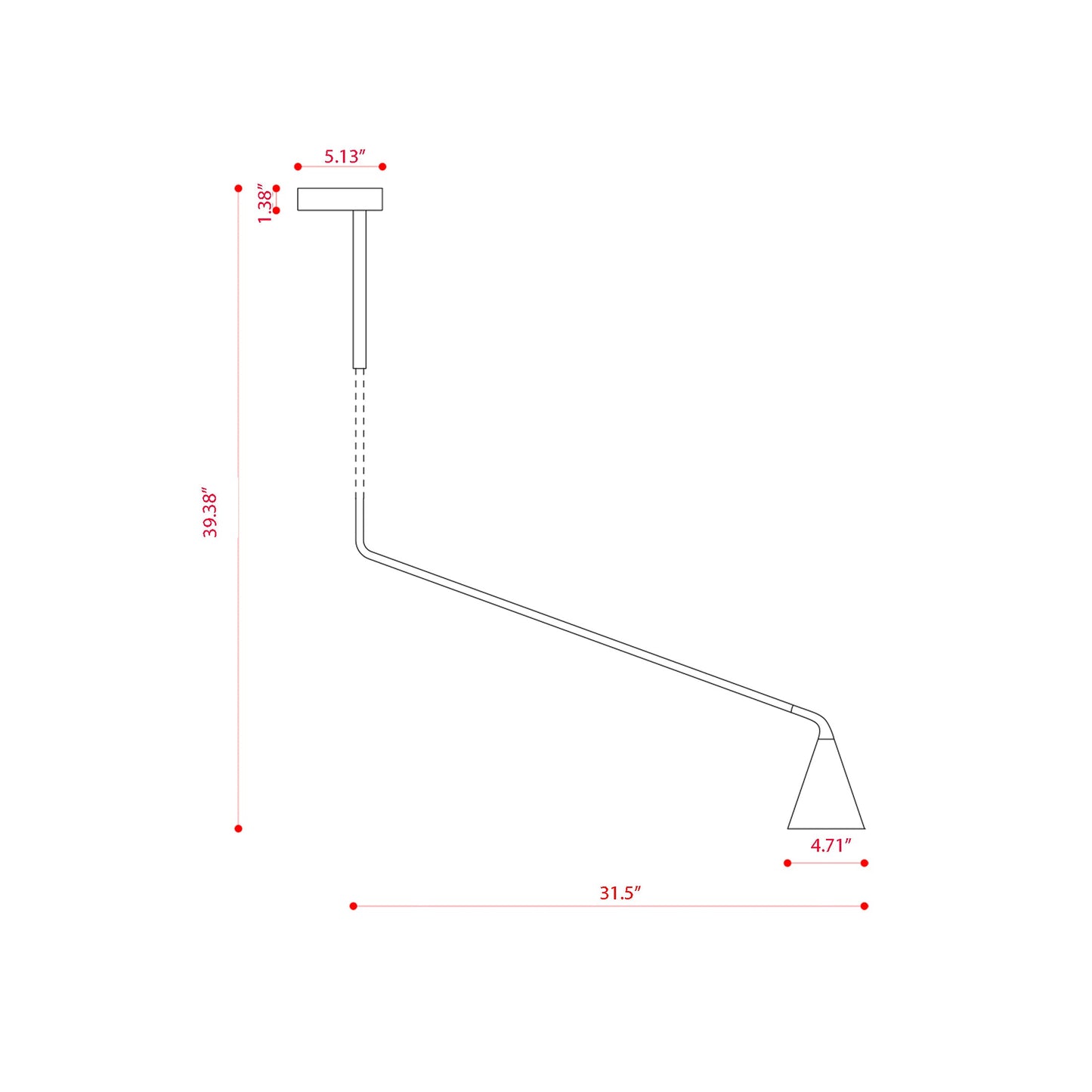 Gordon Telescopic Flush Mount Ceiling Light - line drawing.