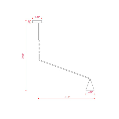 Gordon Telescopic Flush Mount Ceiling Light - line drawing.