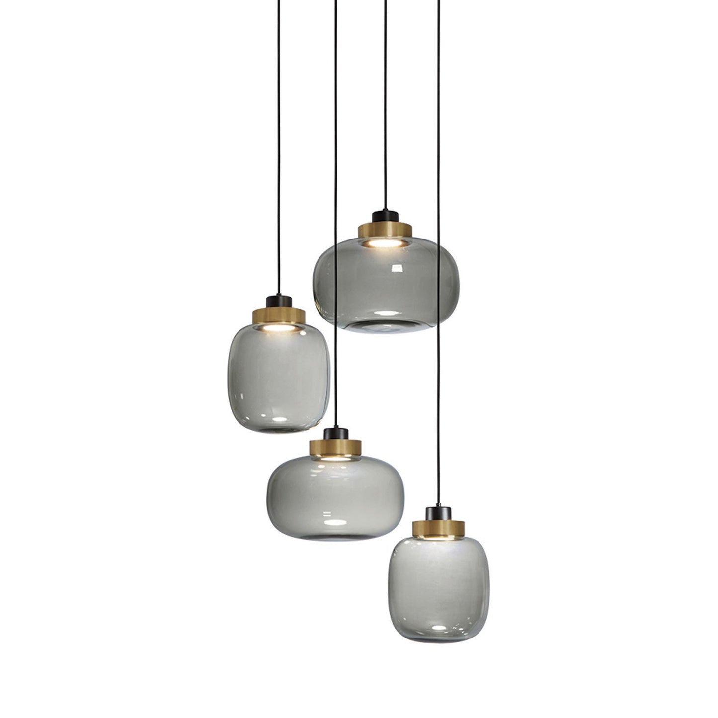 Legier LED Chandelier in Brushed Brass/Smoked Glass (4-Light).