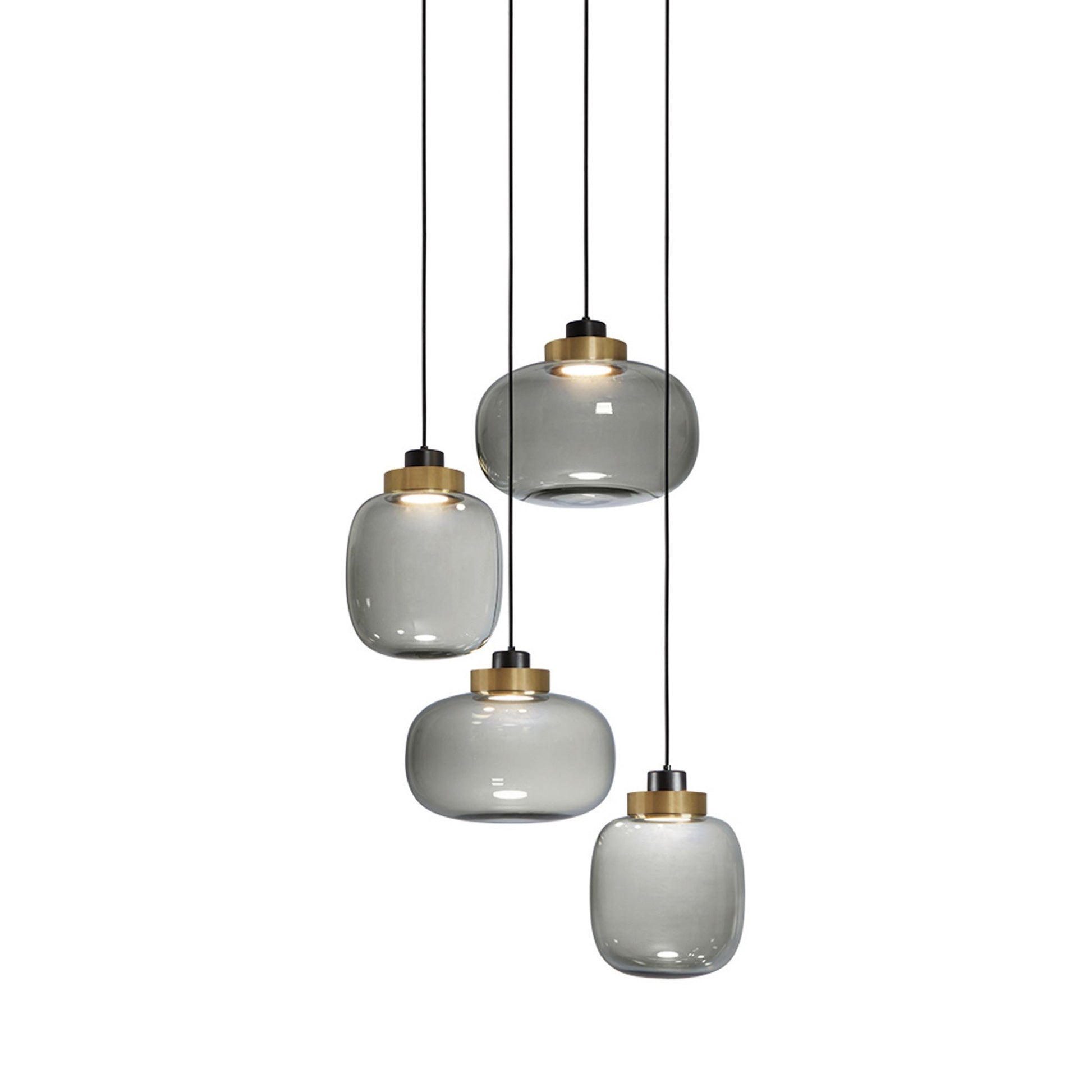 Legier LED Chandelier in Brushed Brass/Smoked Glass (4-Light).