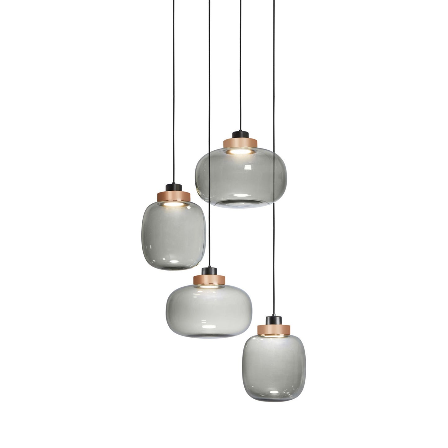 Legier LED Chandelier in Copper/Smoked Glass (4-Light).