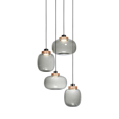 Legier LED Chandelier in Copper/Smoked Glass (4-Light).