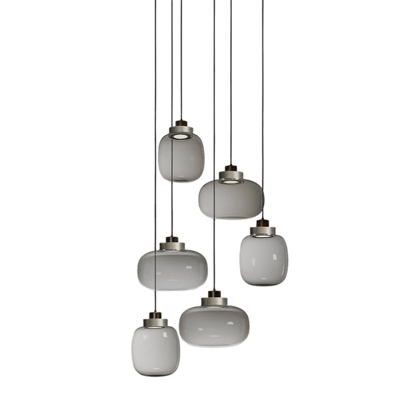 Legier LED Chandelier in Light Grey/Smoked Glass (6-Light).
