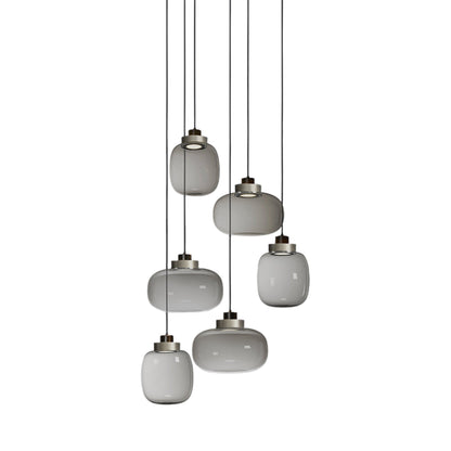 Legier LED Chandelier in Light Grey/Smoked Glass (6-Light).