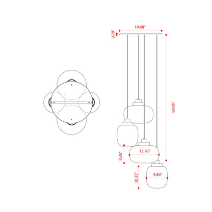 Legier LED Chandelier - line drawing.