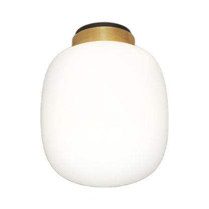 Legier LED Flush Mount Ceiling Light in Brushed Brass/Opal White Glass (9.84-Inch).