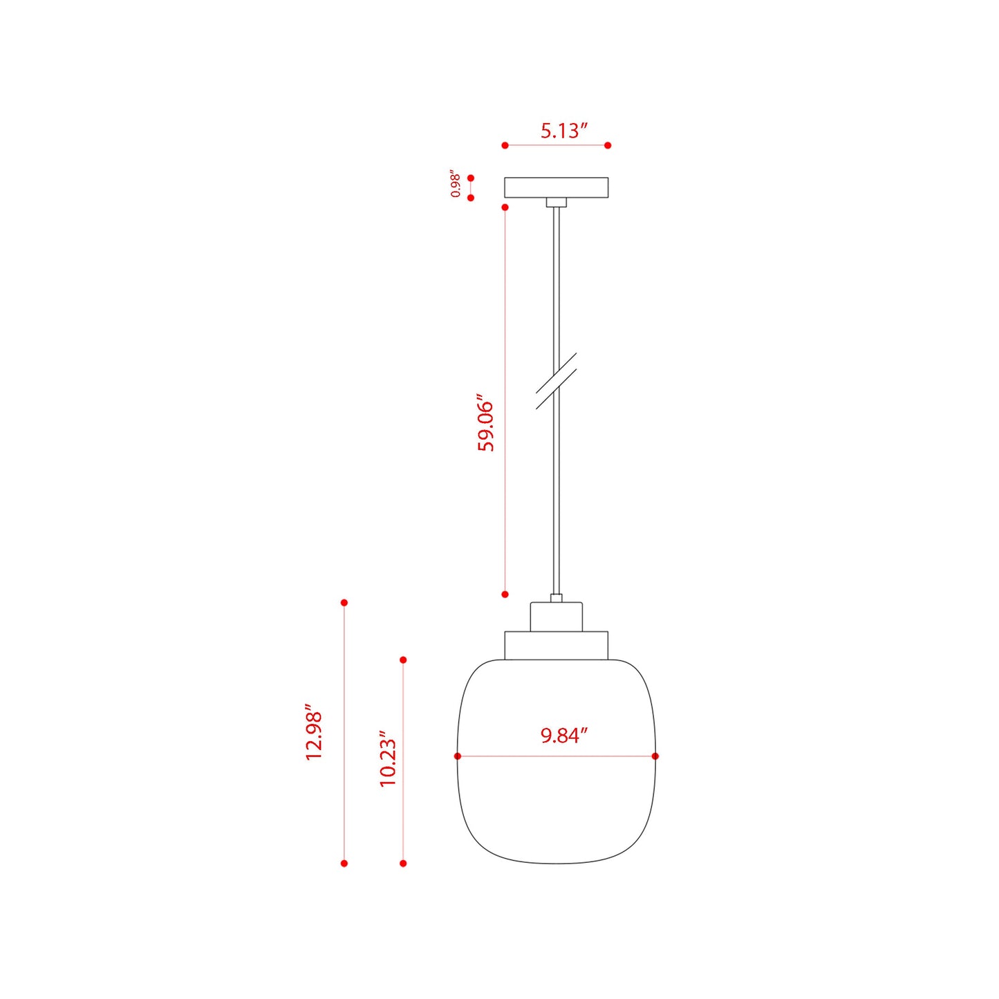 Legier LED Pendant Light - line drawing.